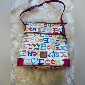 Dooney Bourke Pink Graffiti Rainbow Logo Pattern Tote  Bag  excellent condition